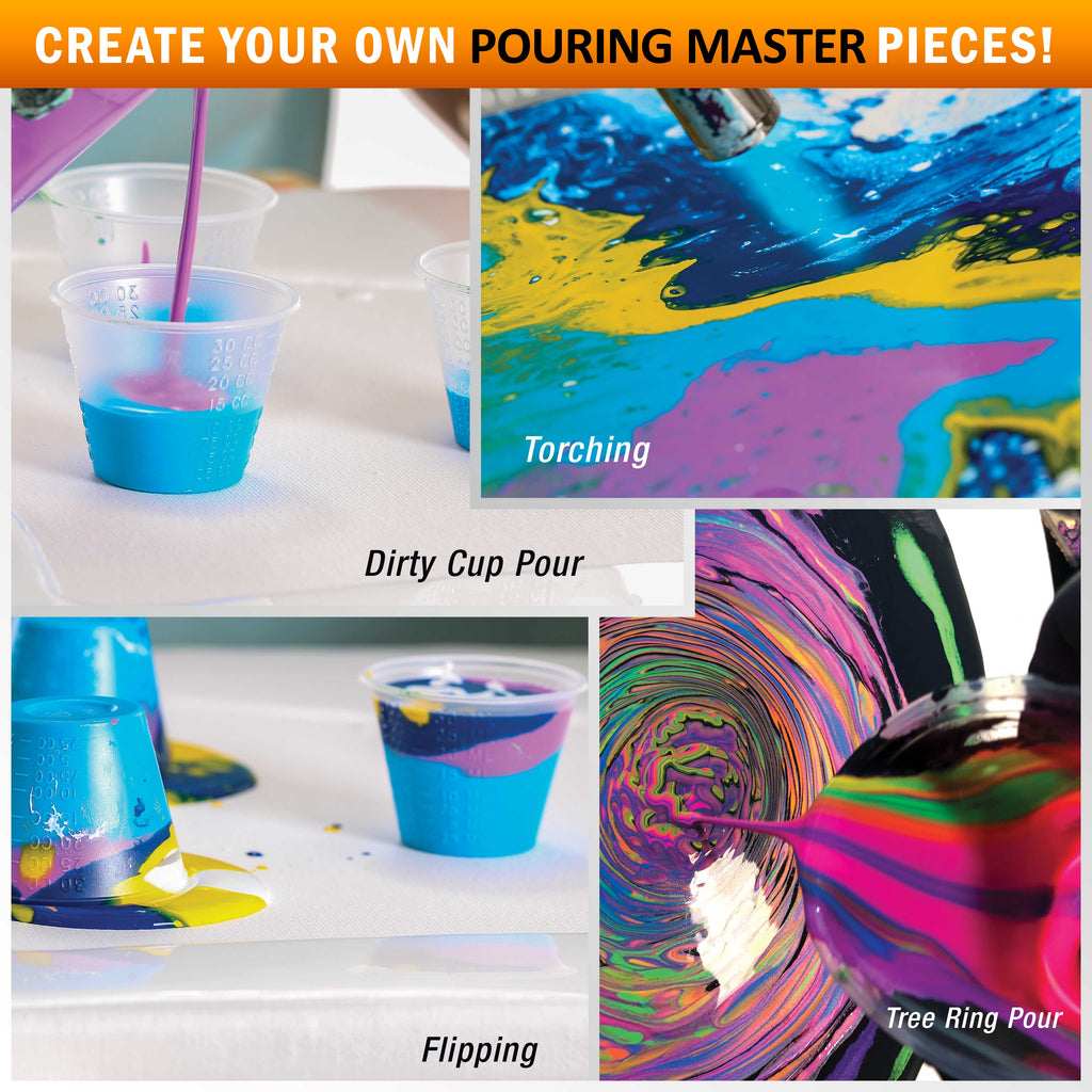 Pouring Masters Hawaiian Blue Metallic Pearl Ready to Pour Acrylic Pouring Paint - Premium 32-Ounce Pre-Mixed Fluid Acrylic Paint - Fluid Art Supplies for Canvas, Wood, Paper, Tile & Rocks