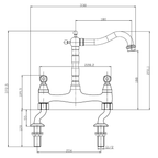 Utica Classic Cranked Bridge Kitchen Mixer Tap