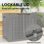 Outsunny 93L Plastic Garden Storage Box, Outdoor Storage Box with Handles, Waterproof Outdoor Storage Container, Khaki