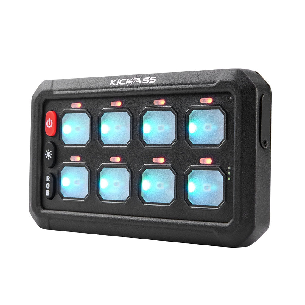 KickAss 12/24V 8 Gang Wireless Switch Panel with Magnetic Charging Cradle - MKII