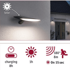 Outdoor Solar Wall Luminaire Kiran IP44 3000K 400lm Motion Sensor