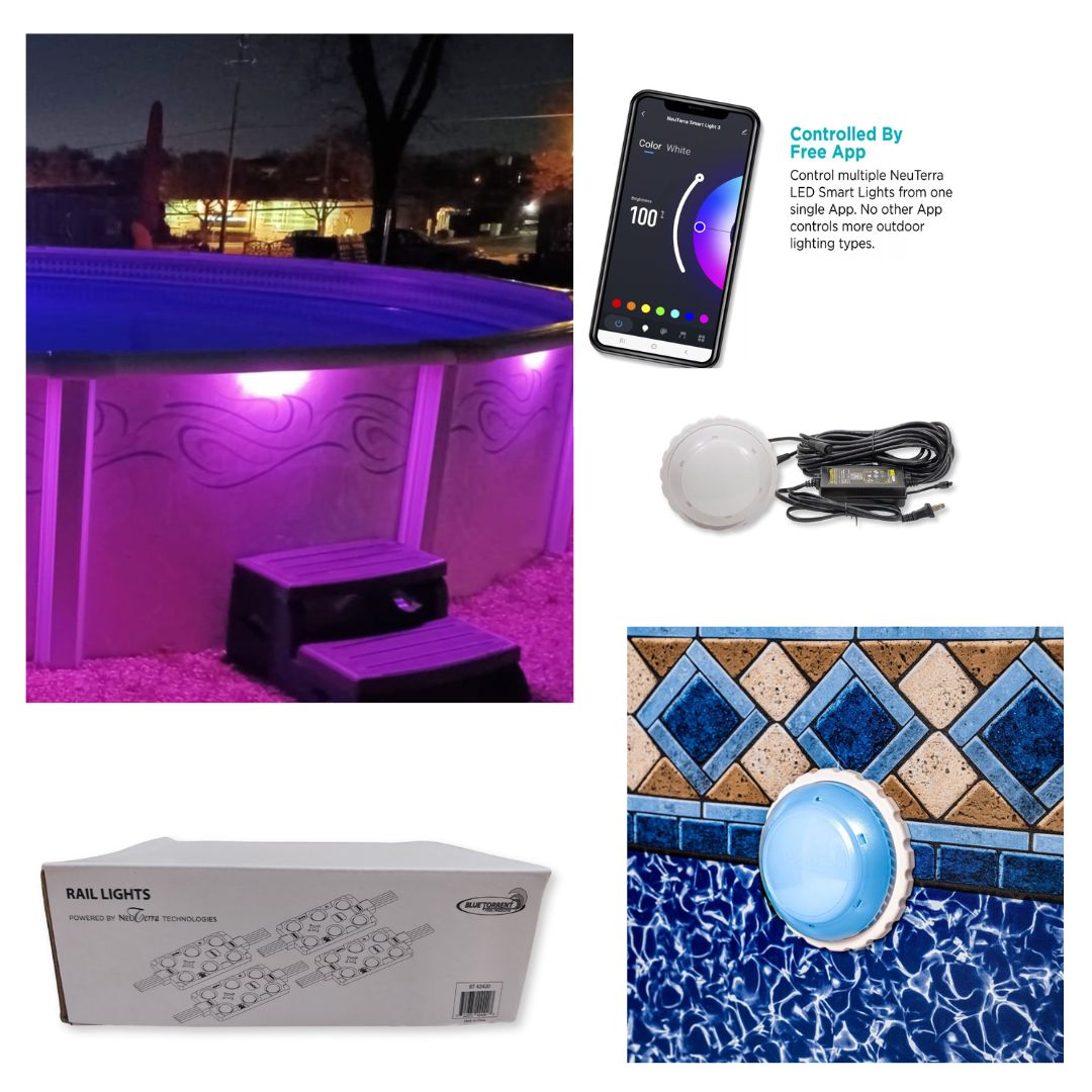 27' x 54" Round Saltwater Friendly Resin Frame Above Ground Downtowner Pool with Lighting