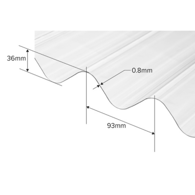 Corrugated PVC Roofing Sheet Clear 3m x 950mm x 0.8mm