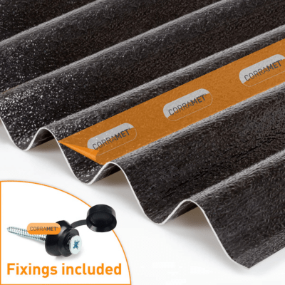 Corramet Corrugated Roof Sheet Kit Including Fixings - Clear Amber Roofing