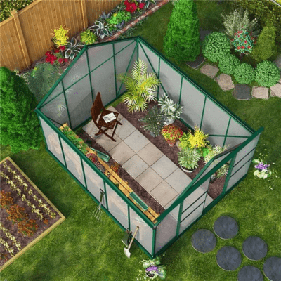 Harvester Walk-In Aluminium Polycarbonate Greenhouse 8ft x 12ft