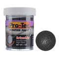 Do-it Molds Pro-Tec Powder Paint in black, shown in a clear container with white lid, designed for hard, durable, high-gloss finish on fishing lures and jigs.