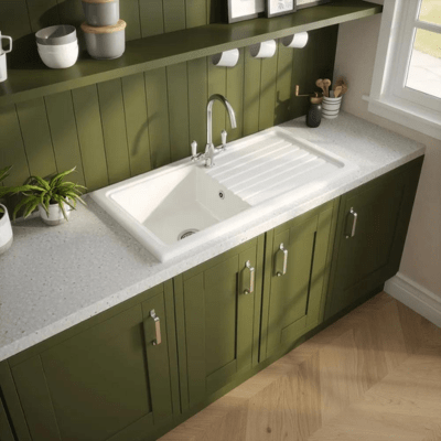White Ceramic Kitchen Sink 1 Bowl