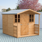 Shiplap 7ft x 9ft Single Door Apex Casita Shed w/ Windows and Veranda