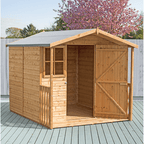 Shiplap 7ft x 9ft Single Door Apex Casita Shed w/ Windows and Veranda