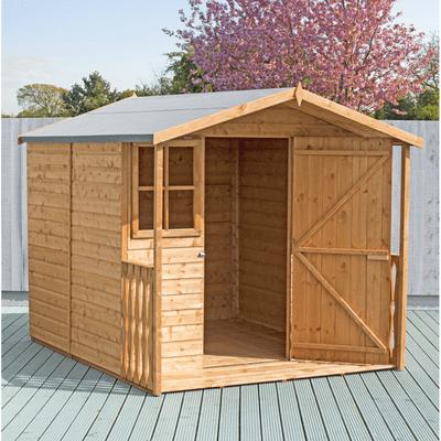 Shiplap 7ft x 9ft Single Door Apex Casita Shed w/ Windows and Veranda