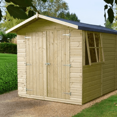 Shiplap 7ft x 10ft Double Door Apex Guernsey Shed w/ Window