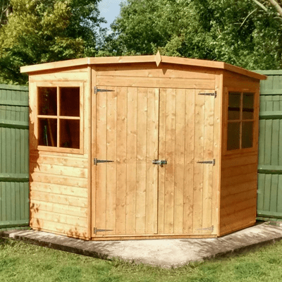 Shiplap 10ft x 10ft Double Door Premium Corner Shed w/ Windows