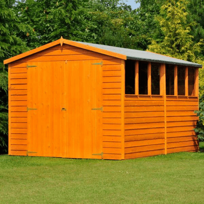 Overlap Double Door Shed w/ Windows - All Sizes
