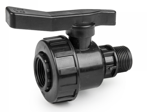 IBC 2” S60X6 Cap with Large Plastic Valve and MDPE Straight 20mm