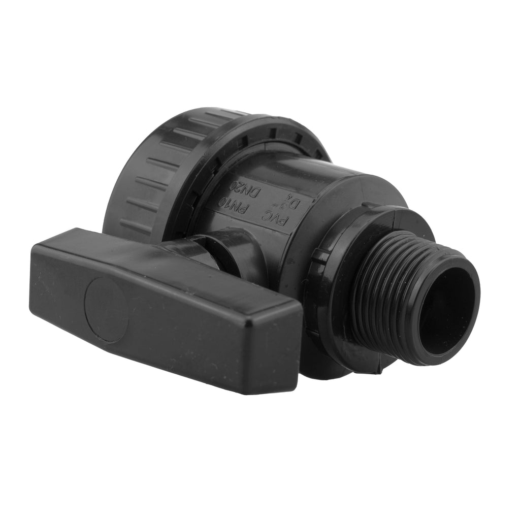 Wall Flange Kit 25mm MDPE + Large Plastic Valve & 25mm MDPE Straight