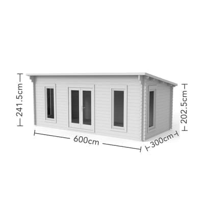 Forest Arley 6m x 3m Cabin - Pent Roof, Double Glazed Polyester Felt, (Plus Underlay)