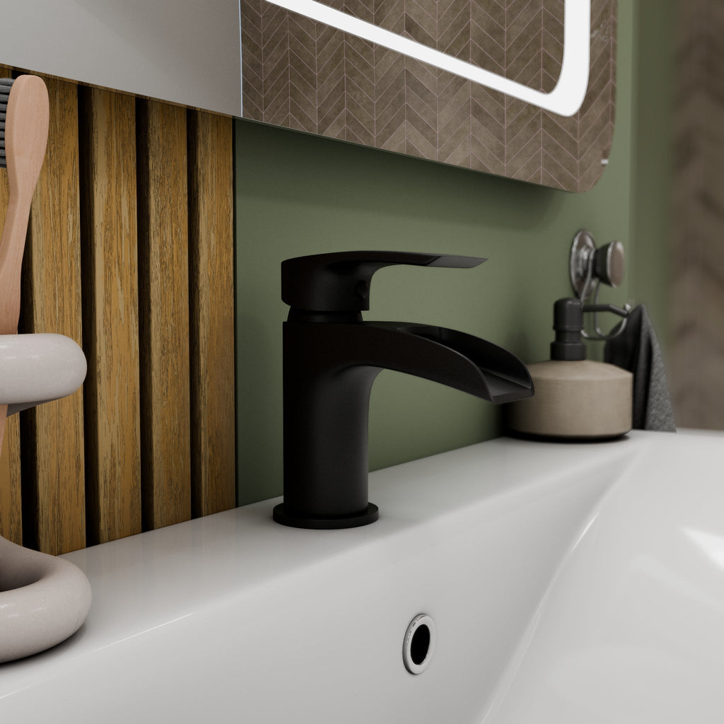 Stream Round Waterfall Basin Mixer Tap with Push Button Waste