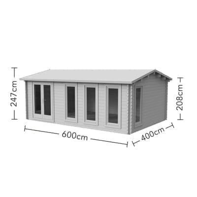 Forest Blakedown 6m x 4m Log Cabin - Apex Roof, Double Glazed Felt Shingles (Plus Underlay)