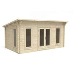 Forest Elmley 5m x 3m Log Cabin - Pent Roof, Double Glazed 24kg Polyester Felt (No Underlay)