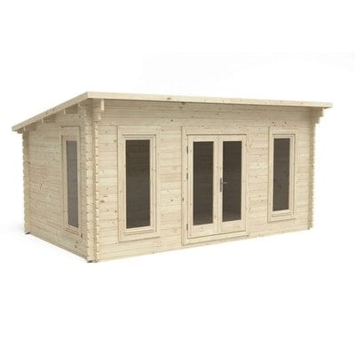 Forest Elmley 5m x 3m Log Cabin - Pent Roof, Double Glazed 24kg Polyester Felt (No Underlay)