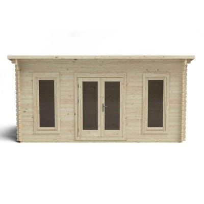 Forest Elmley 5m x 3m Log Cabin - Pent Roof, Double Glazed 24kg Polyester Felt (No Underlay)