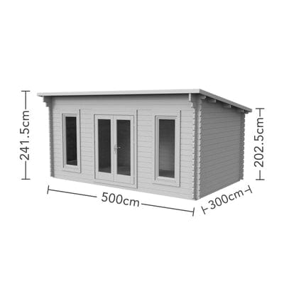 Forest Elmley 5m x 3m Log Cabin - Pent Roof, Double Glazed 24kg Polyester Felt (No Underlay)