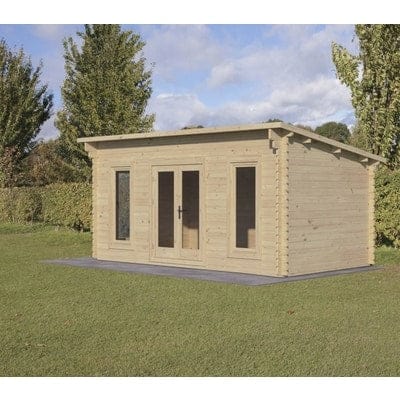Forest Elmley 5m x 3m Log Cabin - Pent Roof, Double Glazed 24kg Polyester Felt (No Underlay)