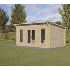 Forest Elmley 5m x 3m Log Cabin - Pent Roof, Double Glazed 24kg Polyester Felt (No Underlay)