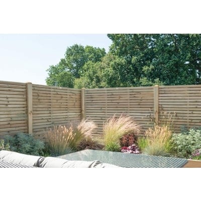 Forest 6ft x 5ft Pressure Treated Contemporary Double Slatted Fence Panel