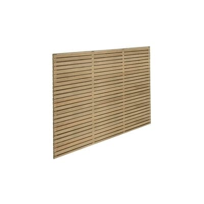 Forest 6ft x 5ft Pressure Treated Contemporary Double Slatted Fence Panel