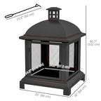 26" Fire Pit with Chimney Style, Outdoor Wood Burning Firepit with Spark Guard and Poker, Steel, Black