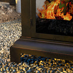 26" Fire Pit with Chimney Style, Outdoor Wood Burning Firepit with Spark Guard and Poker, Steel, Black