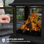 26" Fire Pit with Chimney Style, Outdoor Wood Burning Firepit with Spark Guard and Poker, Steel, Black