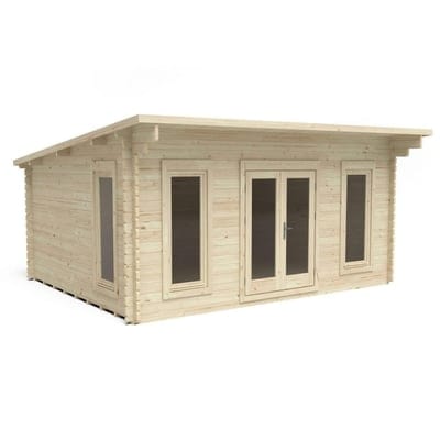 Forest Mendip 5m x 4m Log Cabin - Pent Roof, Double Glazed, 24kg Polyester Felt (No Underlay)