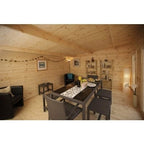Forest Mendip 5m x 4m Log Cabin - Pent Roof, Double Glazed, 24kg Polyester Felt (No Underlay)