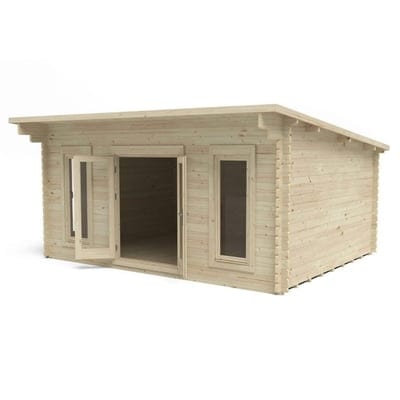 Forest Mendip 5m x 4m Log Cabin - Pent Roof, Double Glazed, 24kg Polyester Felt (No Underlay)