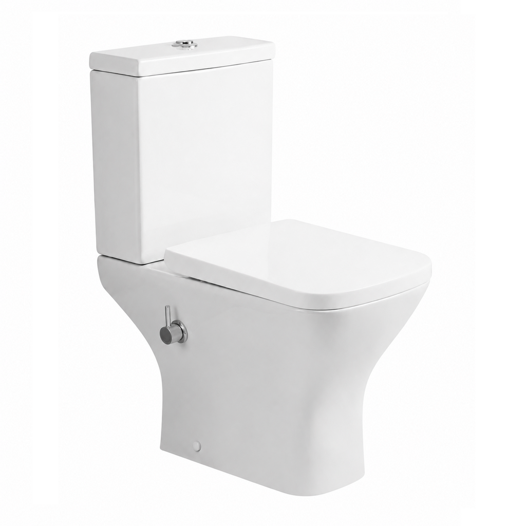 Venice Built-in Bidet Close Coupled Toilet with Cistern & Soft Close Seat - White
