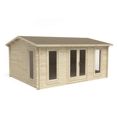 Forest Rushock 5.0m x 4.0m Log Cabin - Apex Roof, Double Glazed with Felt Shingles (Plus Underlay)