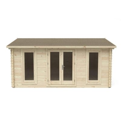 Forest Rushock 5.0m x 4.0m Log Cabin - Apex Roof, Double Glazed with Felt Shingles (Plus Underlay)