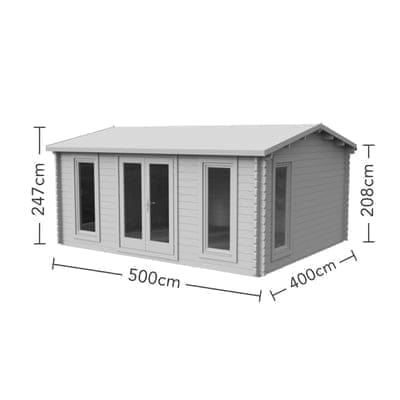 Forest Rushock 5.0m x 4.0m Log Cabin - Apex Roof, Double Glazed with Felt Shingles (Plus Underlay)