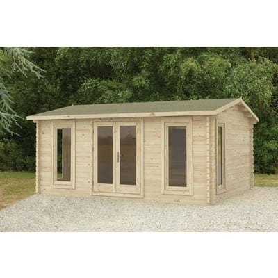 Forest Rushock 5.0m x 4.0m Log Cabin - Apex Roof, Double Glazed with Felt Shingles (Plus Underlay)
