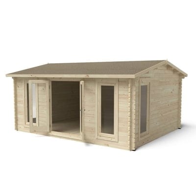 Forest Rushock 5.0m x 4.0m Log Cabin - Apex Roof, Double Glazed with Felt Shingles (Plus Underlay)