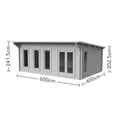 Forest Wolverley 6.0m x 4.0m Log Cabin - Pent Roof, Double Glazed Polyester Felt (Plus Underlay)