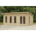 Forest Wolverley 6.0m x 4.0m Log Cabin - Pent Roof, Double Glazed Polyester Felt (Plus Underlay)
