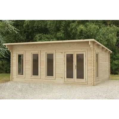 Forest Wolverley 6.0m x 4.0m Log Cabin - Pent Roof, Double Glazed Polyester Felt (Plus Underlay)