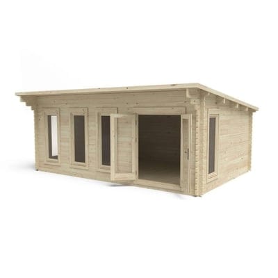 Forest Wolverley 6.0m x 4.0m Log Cabin - Pent Roof, Double Glazed 24kg Polyester Felt (No Underlay)
