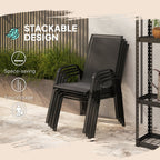 4 Pieces Stackable Outdoor Chairs with High Backrest and Armrest, Black