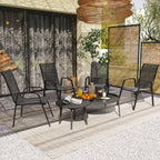 4 Pieces Stackable Outdoor Chairs with High Backrest and Armrest, Black