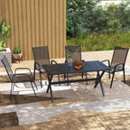 4 Pieces Stackable Outdoor Chairs with High Backrest and Armrest, Black