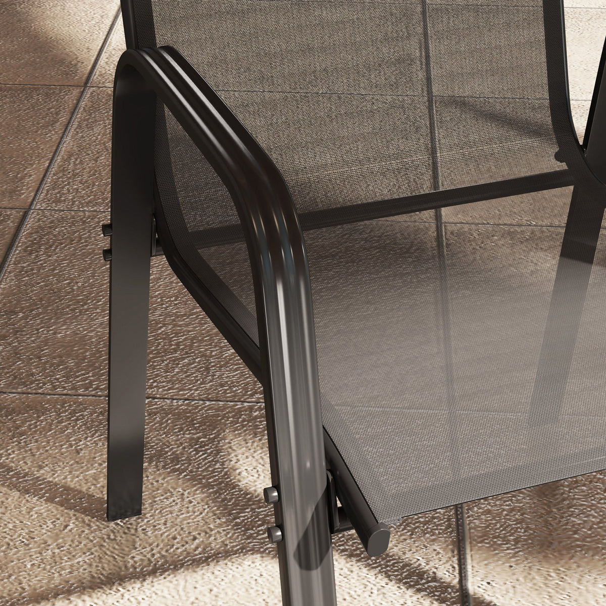 4 Pieces Stackable Outdoor Chairs with High Backrest and Armrest, Black